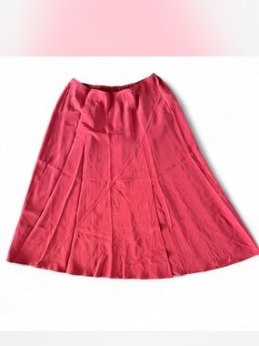 Cuyana High Rise Knee Length Midi Skirt Silk Burnt Orange Red M 4 6 Asymmetrical